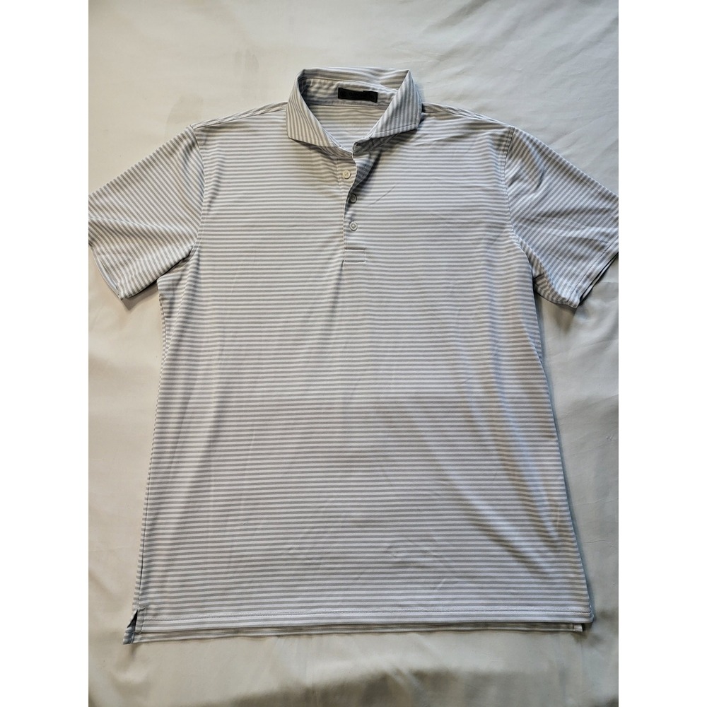 G/FORE Mens XL Striped Golf Polo Shirt Grey White Performance Stretch